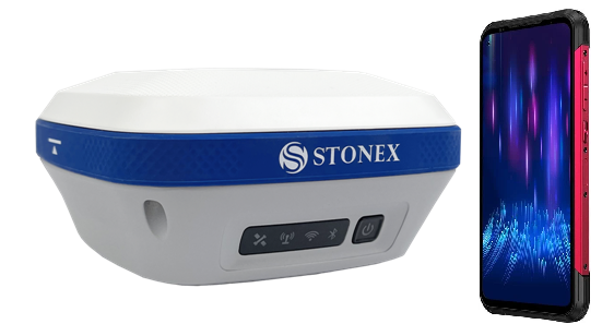 STONEX S850+ - GNSS RTK přijímač s IMU (korekce náklonu), s mobilním telefonem iGET Blackview GBV7100 a SW Cube-a - kompletní sada